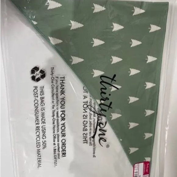 Thirty-One Green and White Festive Forest Tree Print Pet Bandana XS/S - Picture 2 of 3